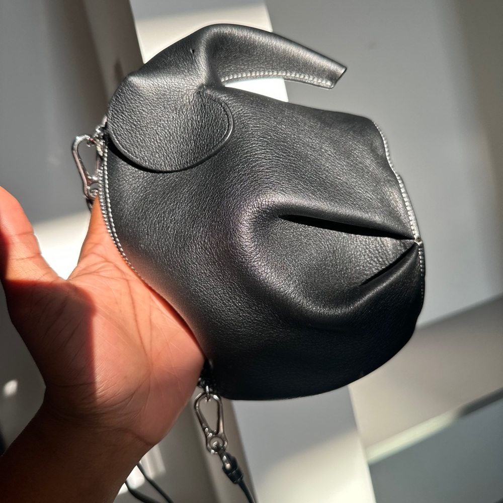Loewe Black Leather Mini Elephant Crossbody Bag